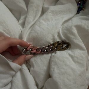 Louis Vuitton Silver and Pink Chain Bracelet